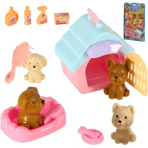 Complete 14-piece dog SPA beauty salon playset with ABS figures and accessories - Figure