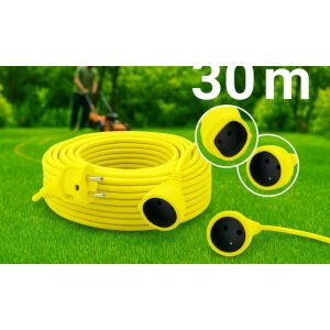 30m sárga kültéri hosszabbító kábel kerti használatra, nagy teherbírású, IP44 védelemmel - Hosszabbító