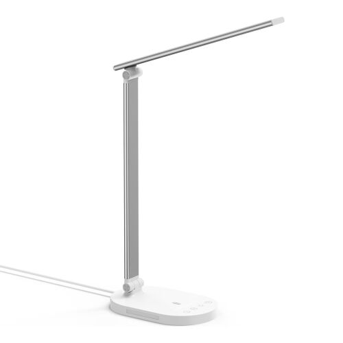 Lampa LED de birou TaoTronics TT-DL1012, lumina veghe, control touch, 5 moduri, 5 niveluri de luminozitate, Incarcare USB, 12W, Alb