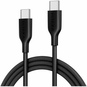 Cablu Pitaka Flex împletit USB-C la USB-C, 1,2 metri, negru - Cabluri de date