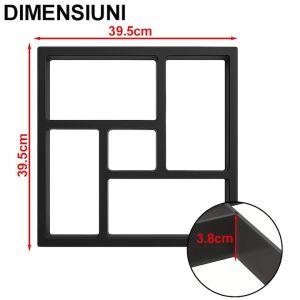 NEXTLY beton burkolóforma, újrafelhasználható forma a kert/kövezet/járda betonozásához, tartós műanyag, 39.5x39.5x3.8cm, 21-13 fekete színű. 135739661 - Térkő sablon