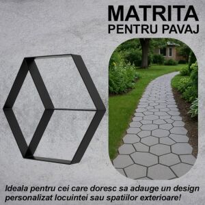 NEXTLY beton burkolóforma, újrafelhasználható forma a kertbe/kövezetre/járdákhoz való betonozáshoz, tartós műanyag, 44x38x3,8cm, 21-16 fekete színű. 135739676 - Térkő sablon