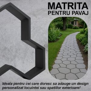 NEXTLY beton burkolóforma, újrafelhasználható forma a kert/kövezet/járda betonozásához, tartós műanyag, 38x36x4,5cm, 21-17 fekete színben. 135739962 - Térkő sablon