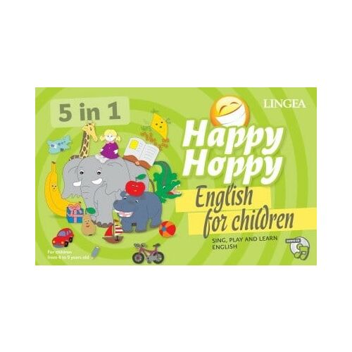 Happy Hoppy Angol gyerekeknek társasjáték, 5 az 1-ben tanuló szett CD-vel, dalokkal, játékokkal és feladatokkal 