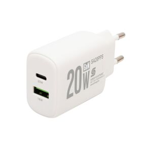 HOME SA20PPS USB hálózati gyorstöltő, 20 Watt, 2in1: USB-A + USB-C aljzat, QC + PD + PPS gyorstöltés, GaN technológia