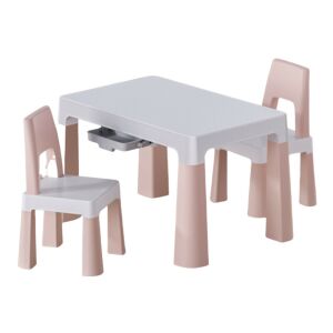 Gyermek asztal+ 2 szék rózsaszín-fehér