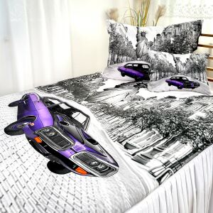 Sportautó Mintás Ágyneműhuzat 7 részes szett az ágyon, lila autó mintás ágynemű - Ágynemű - ifjúsági és felnőtt