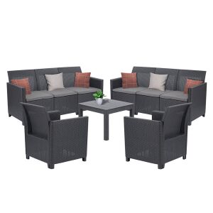 Claire VI 8 személyes kerti bútor garnitúra orlando asztallal grafit 134570239 - Gartengarnituren