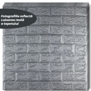 Teno 3D Tapétakészlet, 20 db, öntapadó, vízálló, könnyen felszerelhető, modern dizájn, 70x77 cm, tégla mintás, szürke