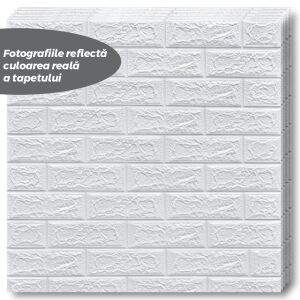 Teno 3D Fehér Tégla Mintás Falpanel Készlet, Öntapadós, Vízálló, 70x77 cm, 10 db - Dekoráció