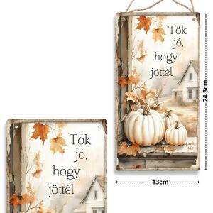 Nyomtatott fa tábla - Fehér-narancs -Tök jó, hogy jöttél akasztós tábla 13x24,3cm 134621705 - Ajándék tábla