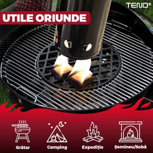 Teno gyújtókockák használat közben, faszén gyújtása grillezéshez, kempingezéshez, expedícióhoz, kandallóhoz - Tüzelőanyag