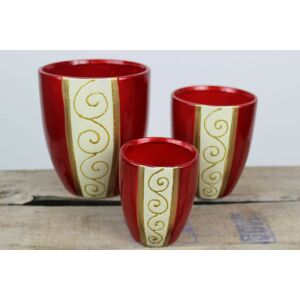 Piros kerámia üvegek díszítéssel 3 szettben