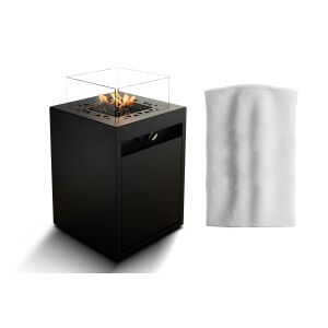 Plynové ohnisko Planika Square čierne so skleneným krytom a krytom - Planika