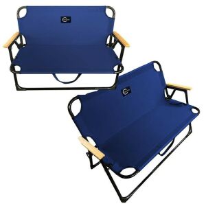 Двойна сгъваема пейка за тераса и градина, метална конструкция, 109x64x67 см, синя 135711970 - Градински мебели