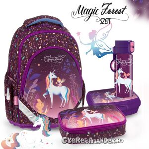 Ars Una Magic Forest 4 részes unikornisos iskolatáska szett, hátizsákkal, tolltartóval, uzsonnás dobozzal és kulaccsal. - Ars Una
