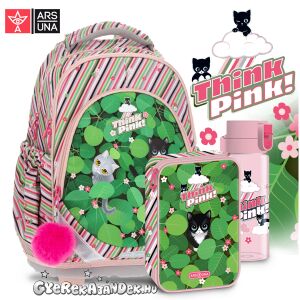 Ars Una cicás anatómiai iskolatáska SZETT 5 részes - Think Pink Leaves (AU-F1) 134715108 - Ars Una