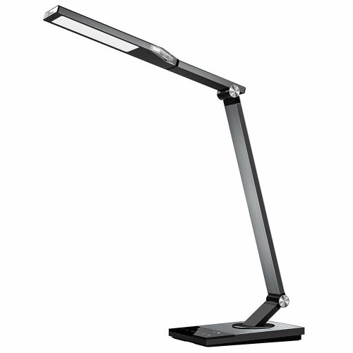 TaoTronics TT-DL16 LED-Schreibtischlampe, Augenschutz, Touch-Steuerung, 5 Modi, USB-Ladeanschluss, Nachtlicht, Grau/Schwarz
