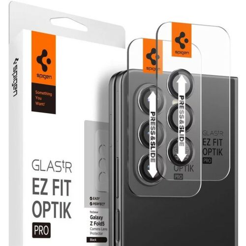 Spigen GlasTR EZ Fit Optik Pro kamera lencsevédő Samsung Galaxy Z Fold5-höz. Edzett üveg, fekete, 2 db-os csomag.