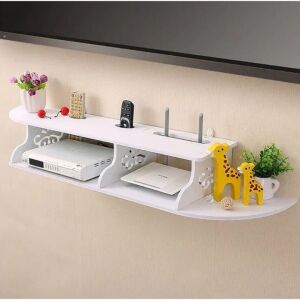 Raft pentru router, obiecte decorative, din materiale durabile, cu 3 compartimente, dimensiuni 100X23 cm, alb