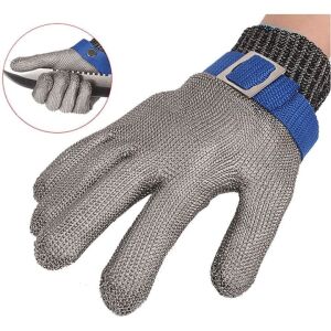 Manusi de protectie, din zale de inox, rezistente la taieturi, intepaturi, ajustabile, unisex, gri 140762898 - Mănuși de lucru