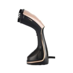 Fier de călcat vertical Pro Steam negru și auriu roz, vedere în unghi - Aparate de abur manual