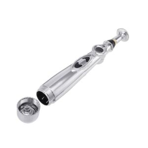 FOXMAG24 Akupunktúrás toll, ezüst, LED kijelzővel és két fejjel, ferde nézet - Masszírozó gép