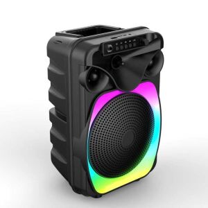 Boxa portabila cu lumini RGB, putere 10-30W, MP3, USB, bluetooth, TF, slot microfon, karaoke, acumulator, negru