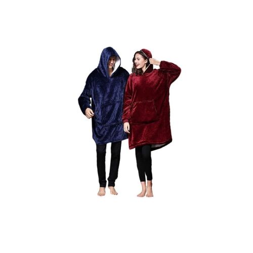 Huggle Hoodie pár szett, túlméretezett hordható takaró kapucnis pulóver kék és piros színben