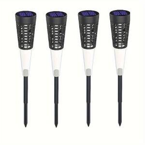 Set 6 lampi solare decorative, pentru gradina, cu fixare tip tarus, lumina calda, pornire/oprire automata, rezistente la apa, din ABS, negru