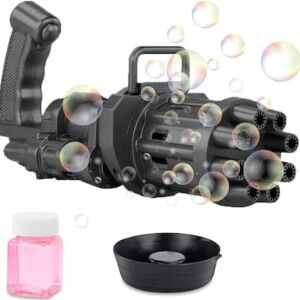 Pistol de jucărie FOXMAG24 negru pentru baloane de săpun cu soluție pentru baloane și tavă - Bule de sapun