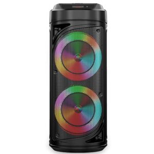 Boxa portabila cu lumini RGB, putere 20W, MP3, USB, bluetooth, TF, acumulator, FM, karaoke, negru