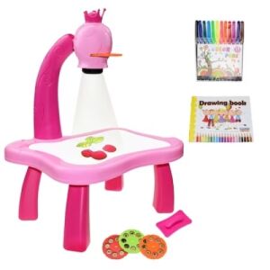 Set, FOXMAG24, tabla de desenat pentru copii cu proiector holograme, roz