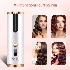 Ondulator automat wireless FOXMAG24, temperatura 150°C - 200°C, incarcare USB, baterie 5000 mAh, alb perla