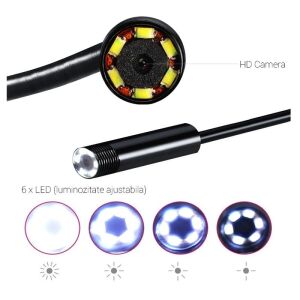 Camera endoscopica pentru telefon, 6 x LED, USB, 5 m