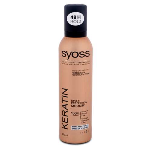 Syoss Keratin Style Perfection Mousse, 250 ml, extra silná fixácia, 48 hodín, styling vlasov, pena na vlasy