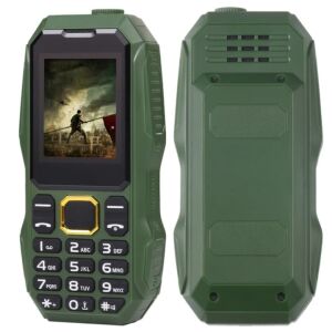 Tartós katonai telefon, dual sim, erős akkumulátor 13000 mAh, színes kijelző, zseblámpa, ütésálló, zöld