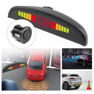 Set Senzori parcare auto detector parktronic display radar monitor 4 senzori NEGRU
