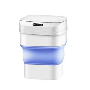 Cos de gunoi inteligent, cu senzor de miscare, pliabil, din ABS/silicon, alb