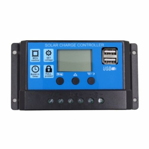 FOXMAG24 PWM 10A Napelem töltésvezérlő 12V/24V dupla USB porttal - Napelem tartozék