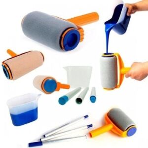 Set trafalet FOXMAG24, cu rezervor pentru vopsit, brat extensibil, 3 accesorii cu vas de un litru, portocaliu/albastru