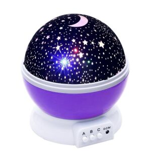 Proiector Star Master, 4 x LED, USB, functie rotatie, Alb-Mov