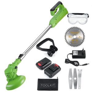 Комплект акумулаторен тример за трева AUGIENB с батерии, остриета, зарядно устройство и предпазни очила - Трион за рязане на мигли и кантираща машина