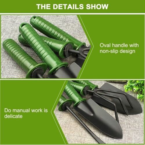 Set 4 unelte de gradina, dimensiuni reduse, din metal, cu maner anti-alunecare, usor de depozitat, negru 140726564