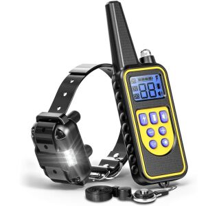 Zgarda pentru dresajul cainilor, electrica, waterproof, raza de actiune 800m, circumferinta pana la 70 cm, 99 nivele de vibratii, negru