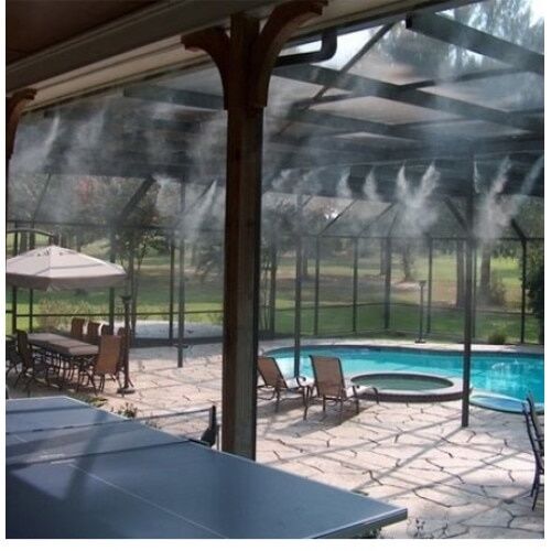 FOXMAG24 párásító rendszer hűti a teraszt kültéri bútorokkal és medencével