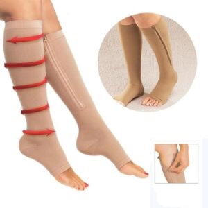 Sosete FOXMAG24 cu fermoar pentru stimularea circulatiei, culoarea bej, marimea S/M