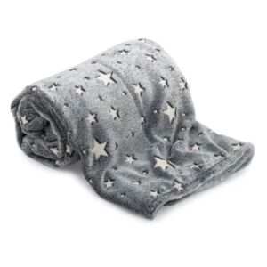 Pătură plușată gri rulată cu stele fosforescente - Lenjerie de pat