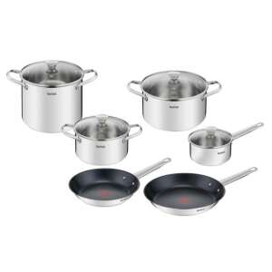 Sada riadu Tefal Cook Eat, 10 dielov, hrnce a panvice z nehrdzavejúcej ocele so sklenenými vekami, vrátane panvíc, hrncov a hrnca na polievku - Tefal