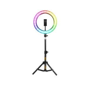 FOXMAG24 12-инчов LED кръгъл светлина със статив и държач за телефон, RGB осветление - LED кръгла светлина и кръгла лампа
